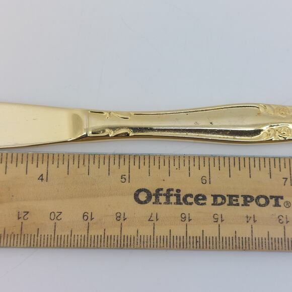 Set of 6 Dinner Knifes Gold Tone With Monogram C Hollywood - Picture 14 of 15